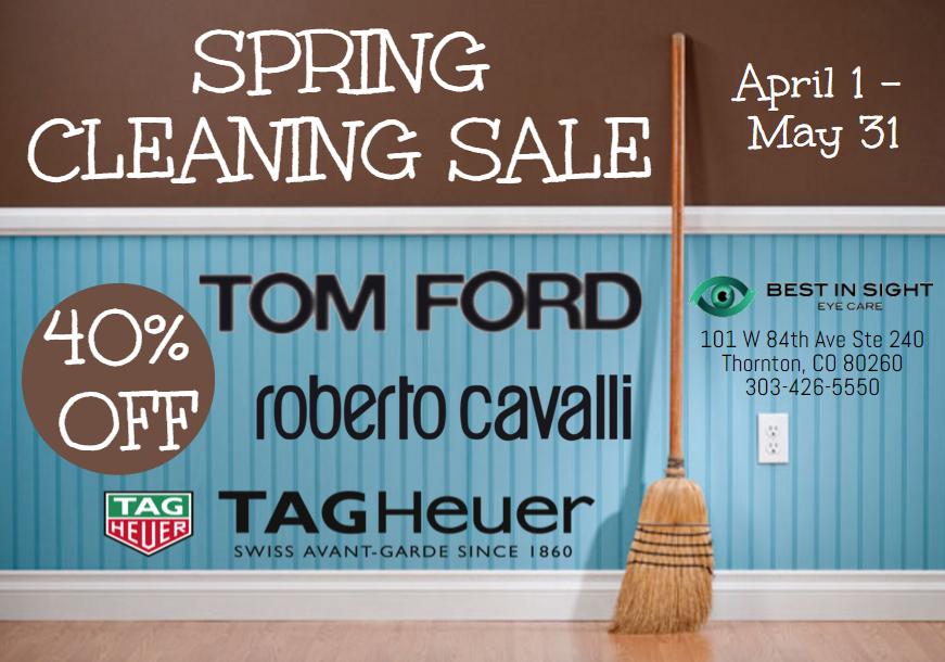 Spring cleaning sale brochure with a broom